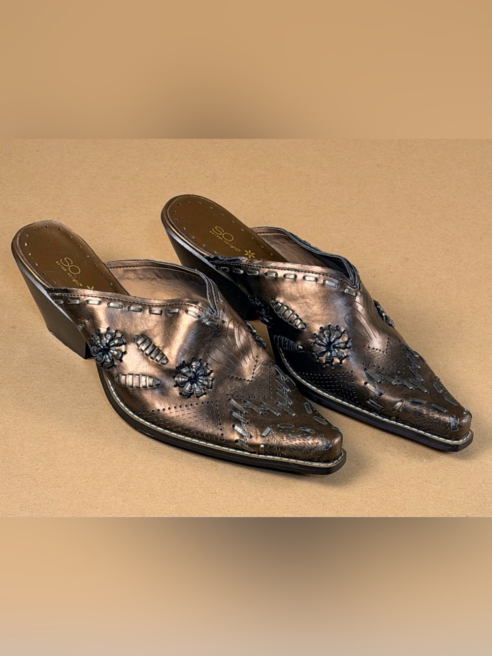 SO So Real Y2K Country Glam Western Mule Sz 8.5